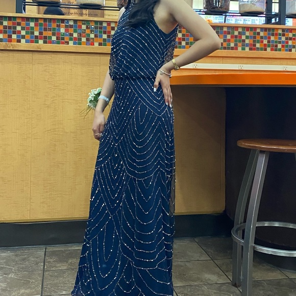 Adrianna Papell Beaded Blouson Gown (Midnight Blue) - Picture 2 of 2